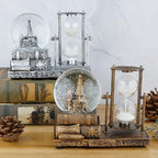 LED MusicCrystal Snow Globe， Sand Timer ，Hourglass,Home Decor,Table Decor for Living Room ，Office Desk Decorations[Brass Tower ]