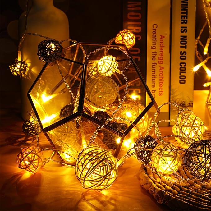 Patelai 36 Pcs Wicker Rattan Balls Decorative Balls for Vase Centerpiece Bowls Orbs Filler for Home Decor,4 Sizes(White, Wood Color, Light Tan, Coffee,2.8'',2.4'',2'',1.6'')