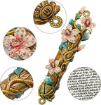 Mezuzah with Scroll for Door, Enamel&Zinc Alloy Blessing Mezuzah Case for Door, Colored Painted Mezuzha Scroll Kosher for Jewish Gifts/Jewish Decor, Christmas (Brushed Gold, 2.28x9.64 in)