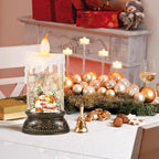 Christmas Snow Globe Candle with Timer & Music, Snowman Family Scene, Swirling Glittering Candle Shaped Snow Lantern, USB/Battery Operated Lighted Lantern for Christmas Decoration