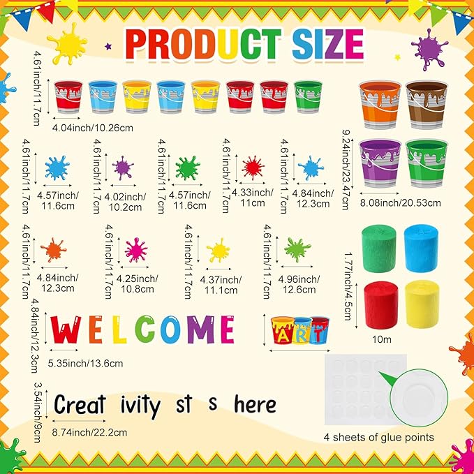 Epakh Painting Art Bulletin Board Set Painting Art DIY Classroom Decorations 3D Paper Cutouts for Back to School Preschool Elementary Summer Window Chalkboards Wall Door Decor
