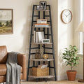 CHOEZON 70.1-Inch 5-Tier Tall Corner Shelf, Narrow Bookshelf for Small Spaces, Industrial Bookcase Display Stand for Living Room, Bedroom, Office, Greige TCJ25BG