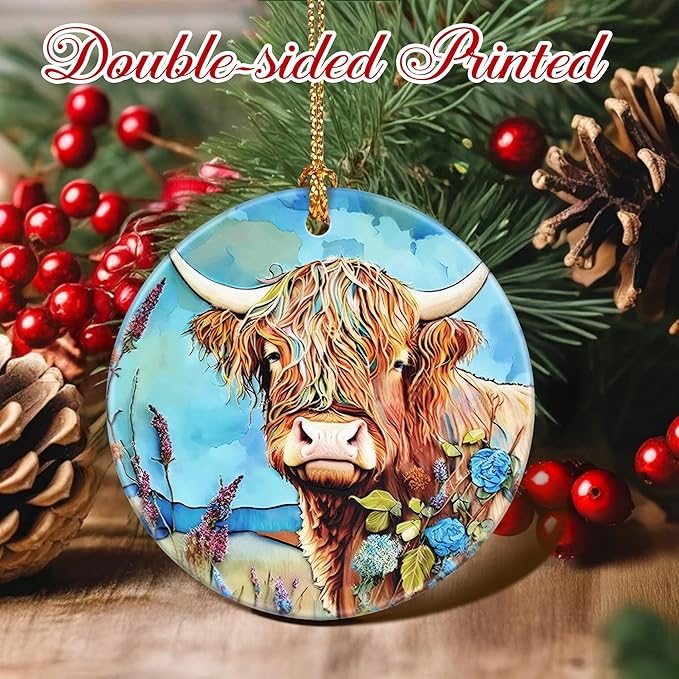 Christmas Ornaments, Cow Ornament, Christmas Tree Ornaments, Xmas Decorations, Holiday Decorations, Gifts for Cow Lovers, Holiday Party Gifts, and Xmas Gift Ideas