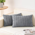 Aegero Pack of 2 Corduroy Decorative Throw Pillow Covers 12x20 InchSoft Boho Striped Pillow Covers Modern Farmhouse Home Decor for Sofa Living Room Couch Bed（Light Grey）