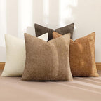 MIULEE Pack of 4 Brown Couch Throw Pillow Covers 22x22 Inch Soft Decorative Chenille Pillows Farmhouse Accent Cushions for Boho Home Decor Spring Sofa Bedroom Living Room
