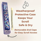 Sparkling Art Glass Mezuzah - 3.5 Inch - Easy Mount - Weatherproof Metal Case - Gift Box and Non-Kosher Scroll Included - Hand Made in USA by Tamara Baskin Art Glass (Blue)