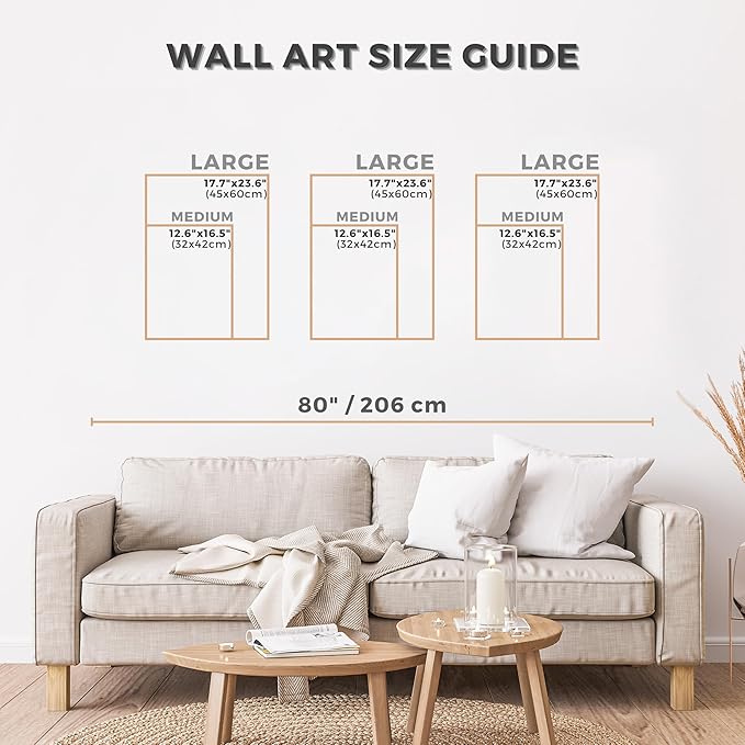 qmmp Modern Wooden Wall Sculptures - Set of 3 - Home Decor Accent - Large Wall Art for Living Room, Bedroom, Office - Easy Installation (Walnut, Medium - Mountain and Sun)