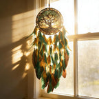 Dream Catcher Wall Hanging Decor for Bedroom Aesthetic, Handmade Traditional Wall Art with Feathers for Living Room, Nursery, Good Vibes Gift for Women,Girls,Home Decoration Wedding Party (Old Tree)