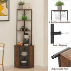 VECELO Corner Cabinet, Tall Storage Shelf, Bookshelf Display Shelves Rack for Living Room, Kitchen, Balcony, Small Space
