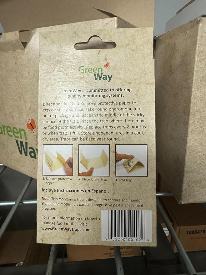 Greenway Pantry Food Moth Traps, Captures Male & Female Moths, Pheromone Attractant, Alternative to Naphthalene Balls, Non-Toxic, Child & Pet Safe, 1 Pack (Includes 2 Traps and 2 Lures)