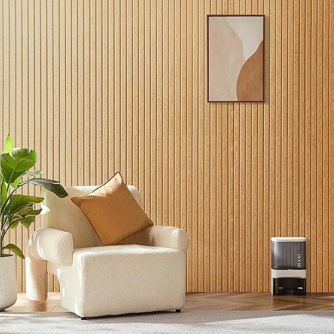 Large Cork Board for Office, 8 Pack Felt Wall Tiles with Slat Wall Paneling and Safe Removable Adhesive Tabs, Felt Bulletin Board Pin Board Cork Boards for Walls - Mustard
