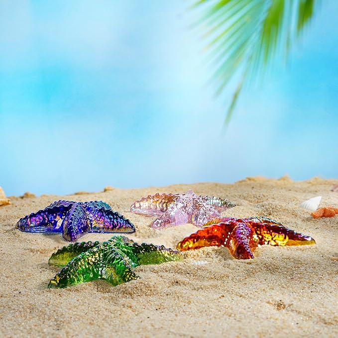 H&D HYALINE & DORA Glass Starfish Green Handmade Glass Sea Animal Figurine Mini Starfish Collectible Ornament for Beach Decor