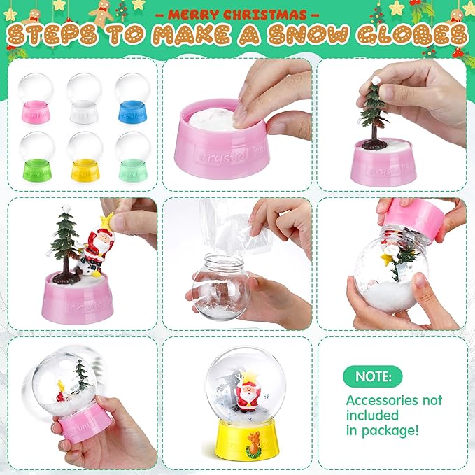 Mifoci 48 Pcs 4 Inch Empty Snow Globe Clear Fillable Water Globe with Screw Off Cap Empty Valentines Day Plastic Snow Case for DIY Crafts Home Decoration Display Plant
