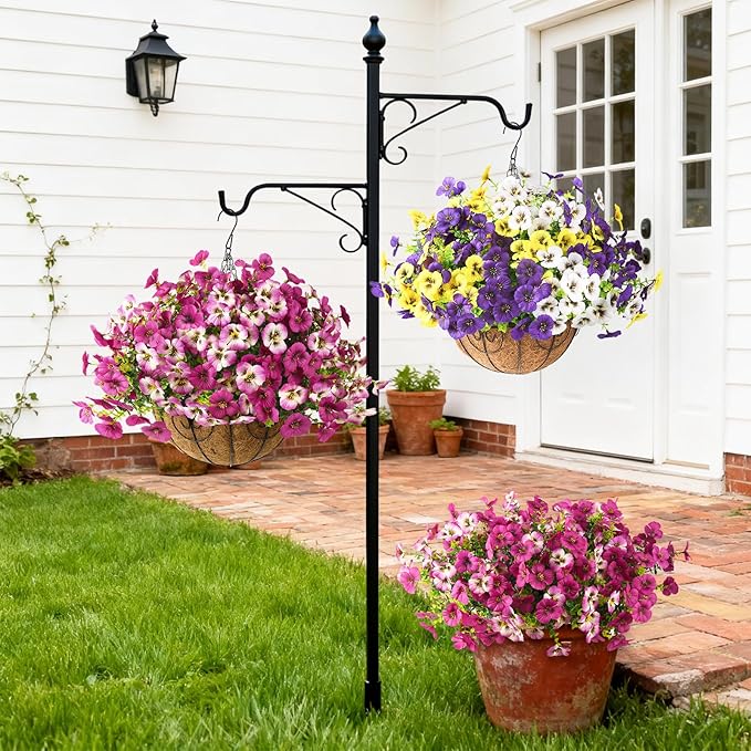 Artificial Fake Pansy Flowers for Outdoor, 12 Pcs Faux Silk Pansies Flower for Spring Summer Decoration, UV Resistant Fake Plants for Outside Planter Porch Yard Patio Home Decor(Gradient Double Pink)