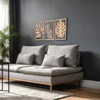 qmmp Modern Wooden Wall Sculptures - Set of 3 - Home Decor Accent - Large Wall Art for Living Room, Bedroom, Office - Easy Installation (Oak, Medium - Tree Leaves)