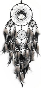 Dream Catchers,Large Dream Catchers for Bedroom Adult Black Boho Dream Catcher Tree of Life Wall Decor with Natural Healing Crystal Stone Hanging Ornament Teen Dorm Room Decor Festival Gift