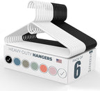 Neaties Heavy Duty Clothes Hangers 6 Pack – Made in the USA – 8lb Capacity Plastic Hangers for Adult Clothing – Durable for Pants, Coats, Jackets, or Jeans – White & Black