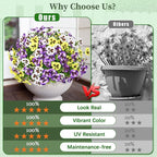 MARTINE MALL 18 Bundles Look Real Artificial Flowers for Outdoors, Realistic Fake Outdoor Flowers, UV Resistant Silk Pansy Flowers for Outside Faux Flower Plants for Outdoor Porch Garden, Mixed Colors