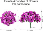 Faux Bougainvillea Artificial Flowers for Outdoors Fake Plants Spring Outdoor Decor, 4 Bundles UV Resistant Realistic Bougainvillea Silk Flowers for Outside Porch Patio Window Planter Garden Home