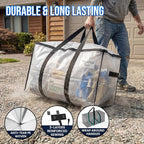 TAILI Extra Large Moving Bags, 2 Pack Clear Heavy Duty Totes For Storage with Visible Window, Wrap Around Handles, Storage Bags for Space Saving, Alternative to Moving Boxes