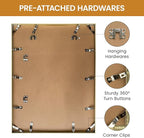16x21 Aluminum Metal Picture Frame,Tempered Glass Gold Photo Frame 16x21 for Family Photo,Posters,Art,Document to Wall Mount Horizontally or Vertically
