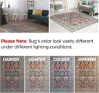 Keen Home Design 9x12 Rug - Machine Washable Area Rug with Non-Slip Backing, Ideal for Living Room, Dining Room, Bedroom - Vintage, Easy Clean, Durable, Low Pile Rug - (9' x 12')