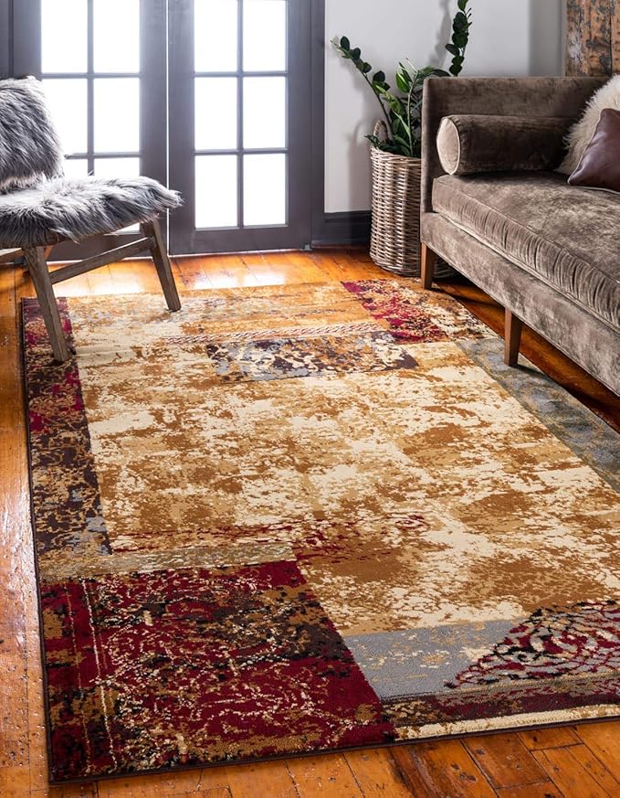 Unique Loom Barista Collection Area Rug - Arusha (5' 1" x 8' Rectangle, Beige/ Black)