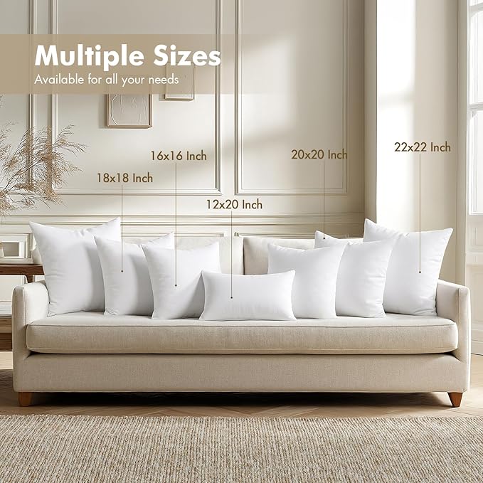 MIULEE Pillows Inserts, Pack of 4 14x14 Inch 100% Virgin Microfiber Filling Throw Pillows for Bed Couch Sofa