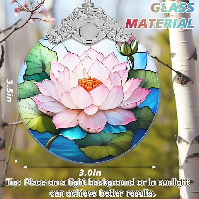 Lotus Stained Glass Orament - Christmas Ornament - Christmas Decorations for Tree - Holiday Present ldeas - Gift Exchange