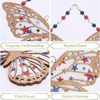 Valery Madelyn 4th of July Wreath, Patriotic Wreath for Front Door, Red White and Blue Butterfly Decor, Wooden Americana Sign for 4th of July Independence Day USA 250th Anniversary, 12 Inch