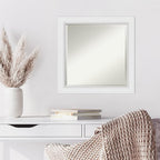 Amanti Art White Wall Mirror 24x24 Blanco White Square Bathroom Mirror for Wall Decor Living Room, Medium Modern Wood Frame, Hangs Horizonally and Vertically, Bathroom Decor, Beveled Edge