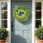26" Spring Summer Greenery Wreath for Front Door, Large Green Wreath with Fern Leaves and White Flowers All Seasons for Indoor Outdoor Door Wall Window Porch Farmhouse All Season Home Decor
