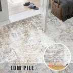 2'x6' Runner Rug Washable Rug: Modern Abstract Soft Thin Runner Rug Brown Grey