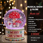 VCUTEKA Christmas Snow Globe, Musical Snow Globes for Girls with Light Up Mushroom and Squirrel, Christmas Snow Globe Decoration Gift, Battery Operated Snowglobes Christmas Décor