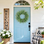 24 Inch Summer Wreaths for Front Door Wreath Spring Outdoor Green Door Wreath for All Seasons Porch Wall Indoor Outdoor Living Room Bedroom Window Farmhouse Home Decoration