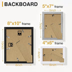 Vittanly Picture Frames Set of 10, Picture Frames Collage Wall Decor with Two 8x10, Four 5x7, and Four 4x6 Photo Frames, Gallery Wall Frame Set for Wall or Tabletop Display, Black, Grey and White