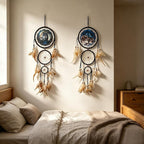 Remorelt Wolf Eagle Bear Dream Catcher Bedroom Wall Decor, Christmas Home Decoration, Room Accessory, White Moon Feather Decoration - Unique Home Craft Wall Pendant (DC25 6Inch Set 2 Wolf)