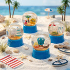Summer Snow Globes Craft Kit - 8 Set DIY Plastic Snow Globe Craft with Mini Resin Coconut Trees, Make Your Own Party Favor Decor with Glitter for Classroom Activity Gift (Beach)