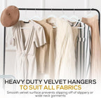 Premium Velvet Hangers 50 Pack Ultra Thin Non Slip Adult Felt Space Saving Slim Suit Hanger for Closet Heavy Duty Coat Pants Jackets Dress Hangers 360° Swivel Hook Hold Upto 10 lbs White