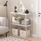 Furinno Moretti Modern Storage Shelves, 2-Tier Wide Stackable Book Shelf, Open Shelves, for Organization and Storage, Living Room, Garage, Home Office, Solid White