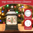 Christmas Snow Globe Lantern with Snowmen 8 Music Songs & 6H Timer Water Snow Globe Lantern USB & Battery Operated for Christmas Festival Decorations Gifts (Two Snowmen)