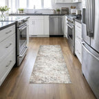 2'x5'Runner Rug Washable Rug: Modern Abstract Soft Thin Runner Rug Brown Grey
