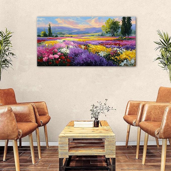 Flower Wall Art Vintage White Floral Canvas Pictures Abstract Blooming Flower Prints Painting Large Abstract Botanical Blossom Wall Decor Elegant Artwork for Bedroom Living Room Home Decoration 24x48"