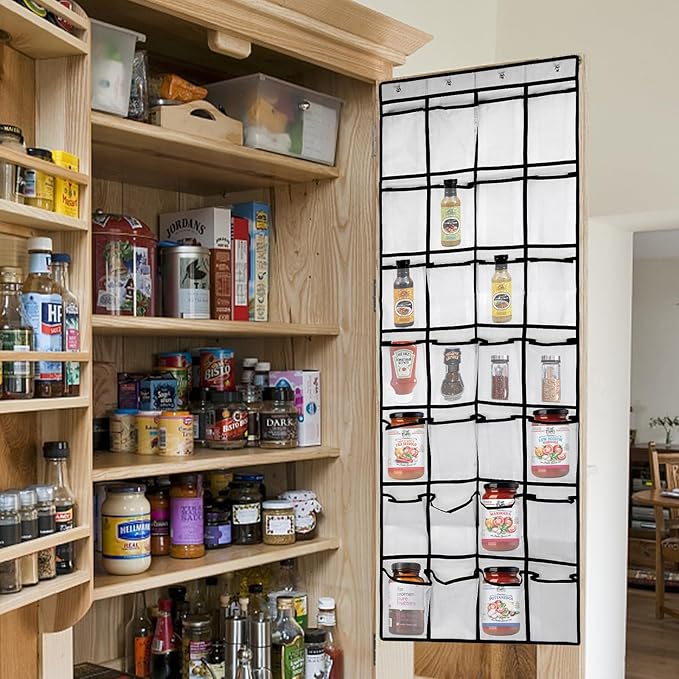 28 Large Pockets Over the Door Shoe Organzier, Hanging Shoe Organizer for Door Large Capacity Shoe Storage Bag with 4 Metal Hooks