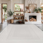 Micro Loop Indoor Rug White 5x7 Boho Geometric Neutral Area Rugs for Living Room Soft Luxury Modern Low and High Pile Durable Stain Resistant Non-Shedding Indoor Area Carpet 5 x 7