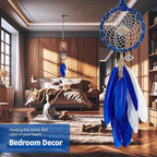 Mini Dream Catchers - Evils Eye with Goose Feather, Bluish Violet Flannel, Handmade Small Dreamcatcher for Bedroom, A Dream Catcher for Girls and Boys, Wall Decor