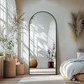 Delma Full Length Mirror, Large Floor Mirror for Wall, Bedroom, Bathroom, Living Room with Aluminium Frame (Stand, Arch 70x30, Black)