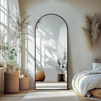 Delma Full Length Mirror, Large Floor Mirror for Wall, Bedroom, Bathroom, Living Room with Aluminium Frame (Stand, Arch 70x30, Black)