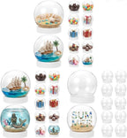 36Pcs DIY Clear Plastic Water Globes Kit, Shatterproof Snow Globes for Bulk Summer Camp Crafts, Kids Pool Party Favors, Beach Souvenirs & Sensory Jars