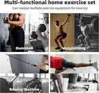 Resistance Band Set. Exercise Bands with Handles, Door Anchor and Ankle Strap. Home Gym, Supports Full-Body Workouts - with Training Guide and Fitness Video